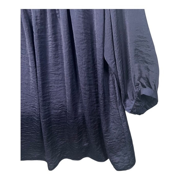 Rose & Olive Blouse Top Womens Sz 1XL 3/4 Sleeve Button Down Smocked Navy Career - Picture 8 of 10